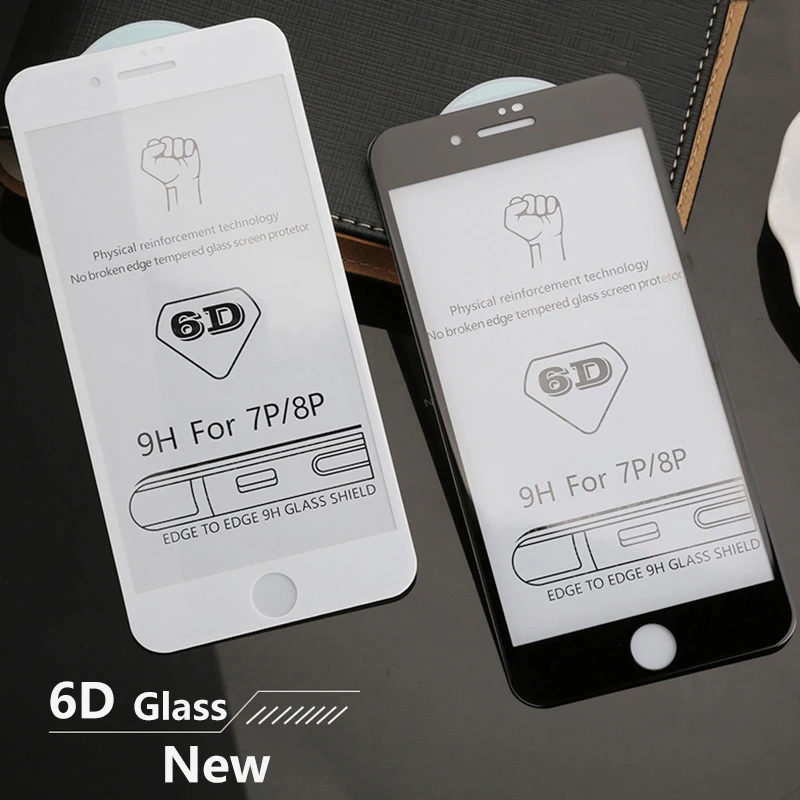Ультратонкое закаленное стекло CAPAME 9H для iPhone 8 7 6 6s Plus 6D с полным покрытием