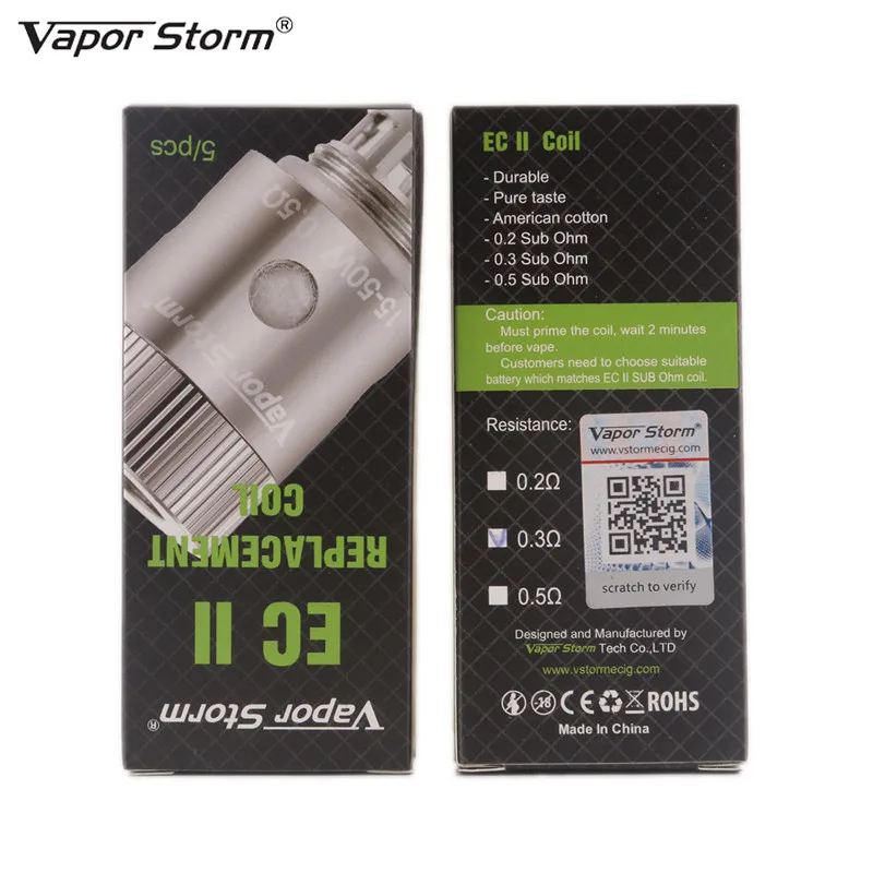 5 шт./лот оригинальная электронная сигарета Головка Катушки для VAPOR STORM EC II бак 0.2ohm