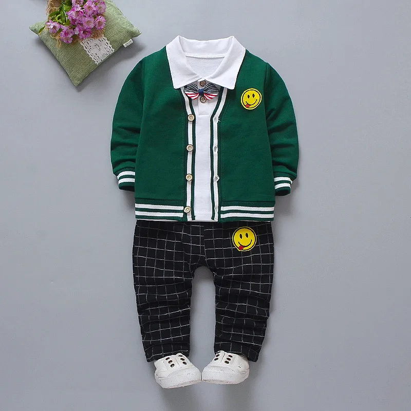 Для мальчиков BibiCola 3 шт. комплекты одежды Новорожденные повседневные пальто +