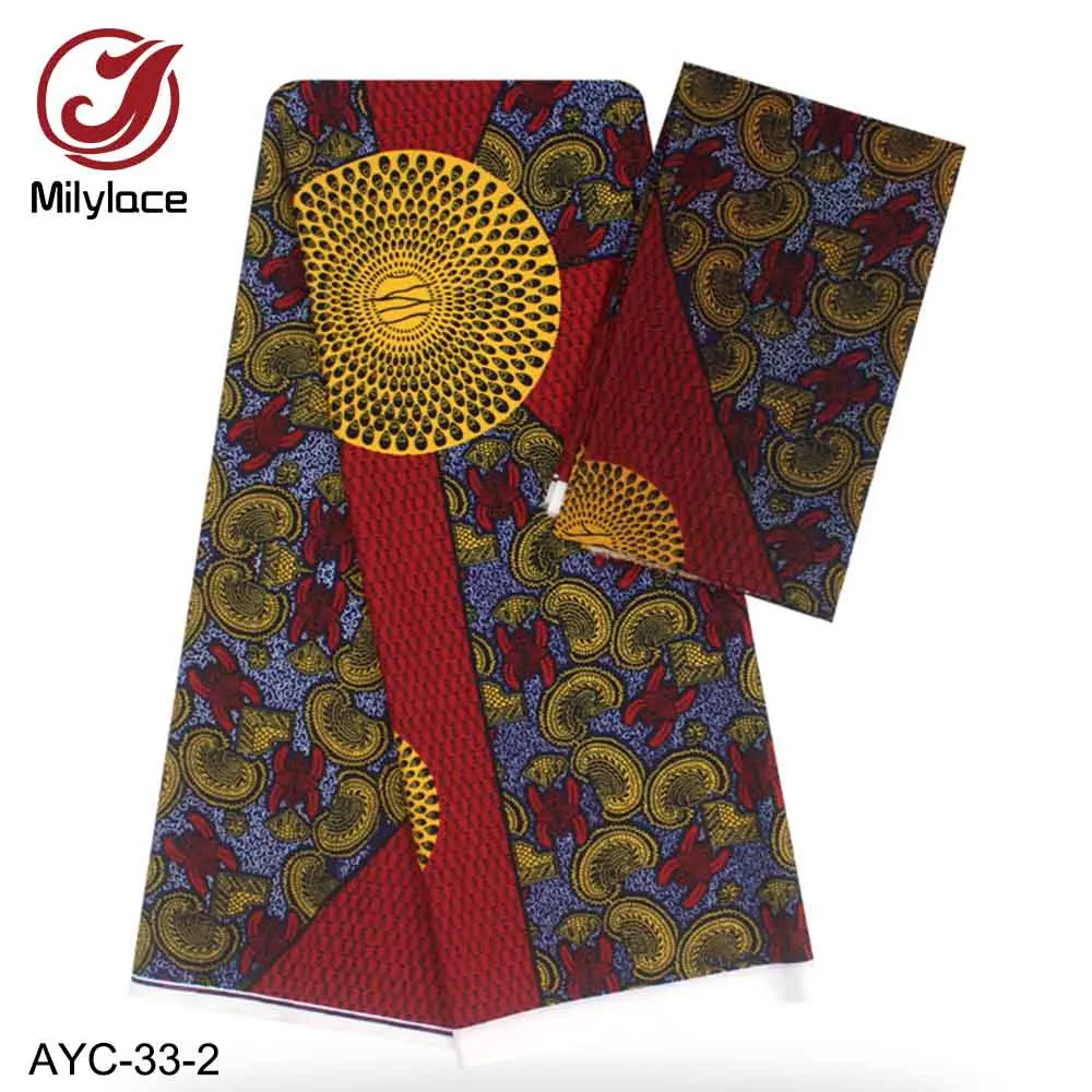 Milylace African printing satin fabric 4 yards+digital chiffon 2 yards wax for clothes AYC-33 | Дом и сад