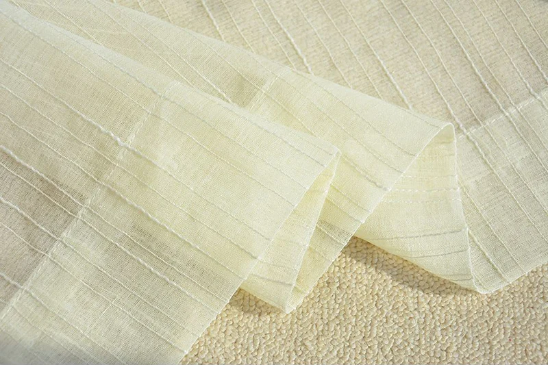 Coffee Tulle Curtains For Kitchen Door White Sheer Striped Curtains Drapes For The Living Room Window Linen Curtains WP039-30