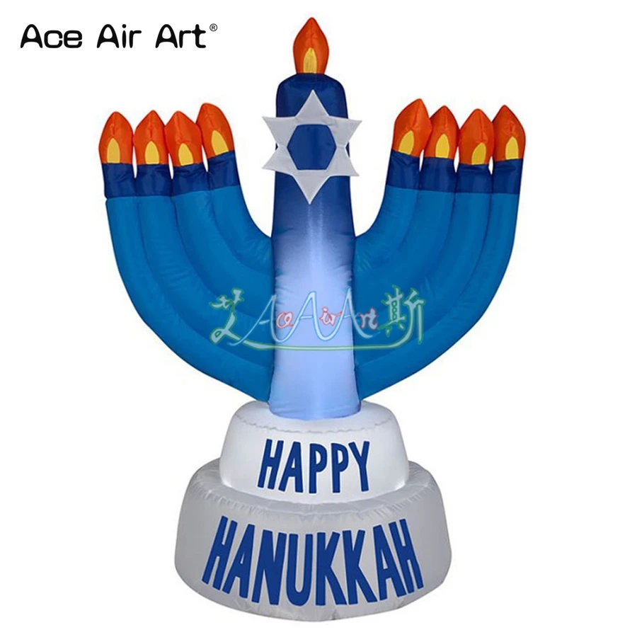 

3m H Easy Set Up and Portable Beautiful Blue Inflatable Hanukkah Menorah for Event Decoration and Logo Can Be Added
