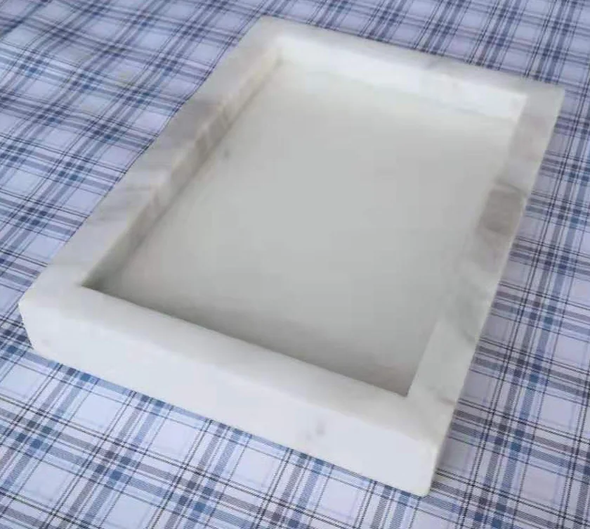White tray Квадратная Мраморная Смола лоток для хранения ювелирных изделий дисплей тарелка косметический разное Органайзер Отель Ресторан, обслуживающий поднос для декора - Цвет: White tray