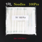 Одноразовые стерилизованные Профессиональные иглы для тату 1RL Для аппарат в виде ручки для татуажа бровей, набор для перманентного макияжа, 100 шт. игл PMU 1R