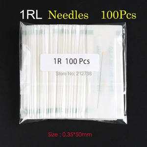 Одноразовые стерилизованные Профессиональные иглы для тату 1RL Для аппарат в виде ручки для татуажа бровей, набор для перманентного макияжа, 100 шт. игл PMU 1R