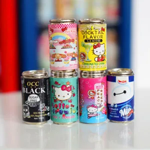 1 set hello kitty 1/12 мини кукольный домик Миниатюрный супермаркет магазин холодильник ролевые игры Кукла еда напитки мебель украшения аксессуары игрушки - Цвет: 1 set hello kitty