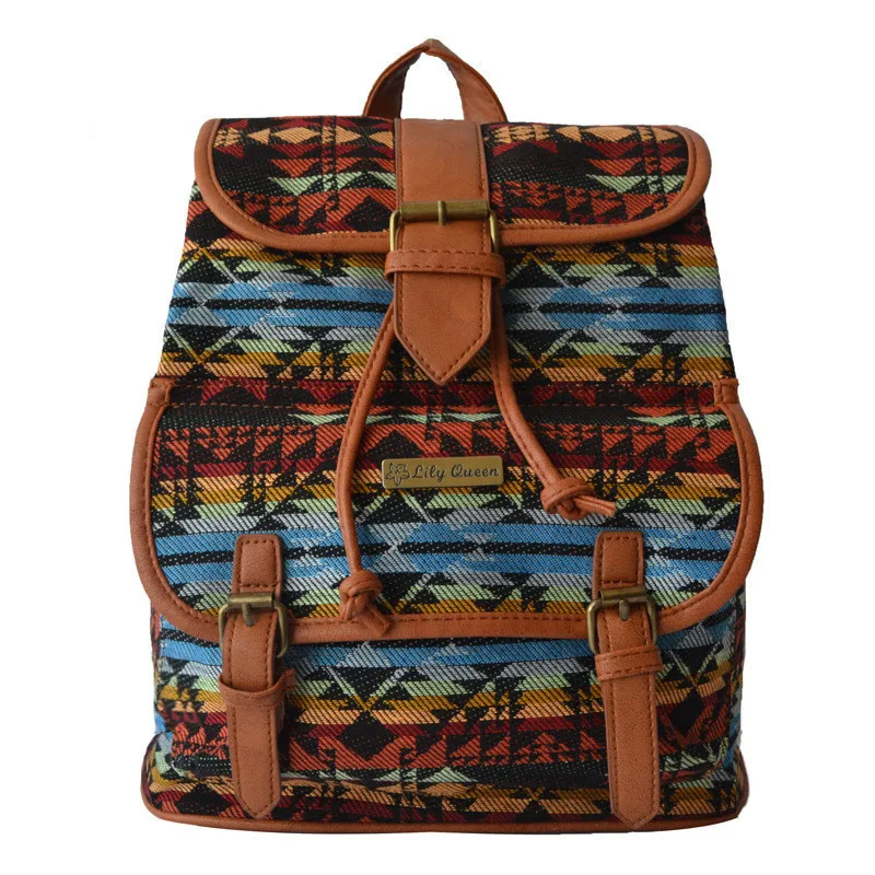 2015 Newest Women Printing Backpack Canvas Cross Body School Bags Flowers Travel schoolbag backpacks mochila | Багаж и сумки