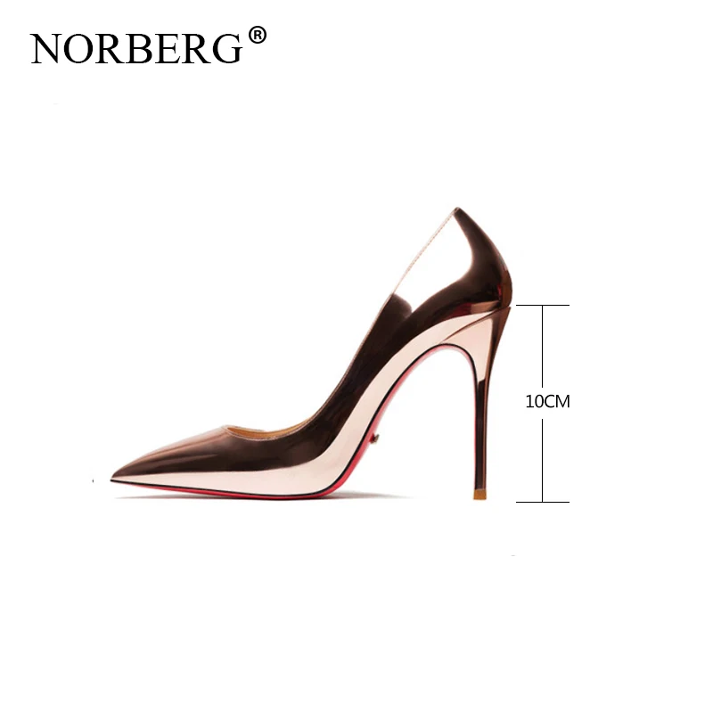 champagne10cm Весенне-осенние женские пикантные туфли-лодочки кожаные туфли на высоком каблуке 12 см женские свадебные туфли на высоком каблуке с красной подошвой; большие размеры 34-43 - Цвет: champagne10cm