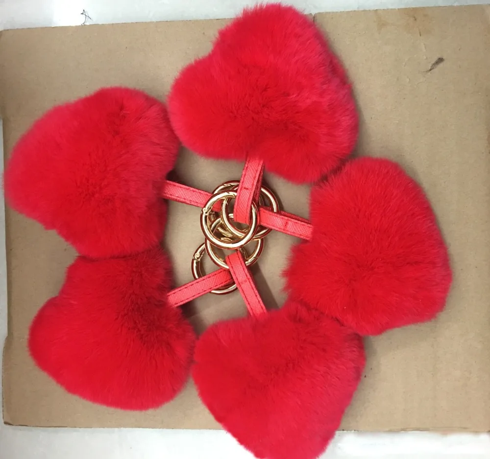 Из натурального меха благородного кролика брелок с пушистым шариком Шарм на