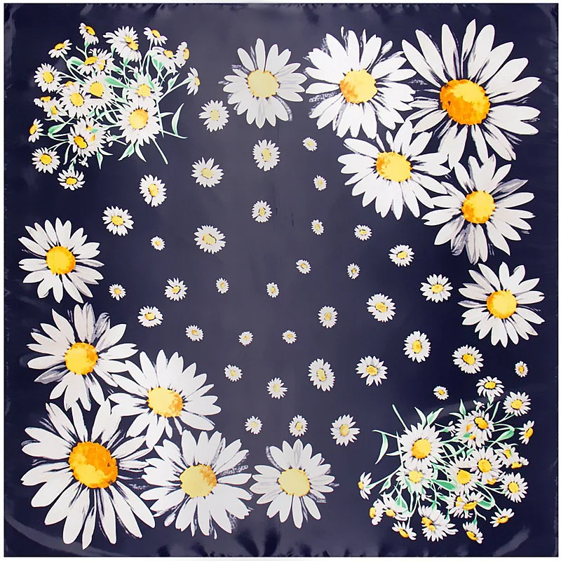 

HOT 90cm * 90cm Fashion silk suqare scarf Little Daisy high quality women hijab