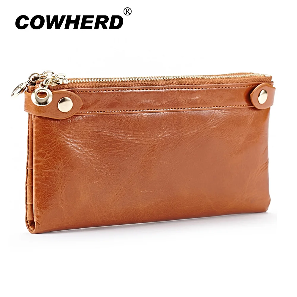 Женский многофункциональный кошелек COWHERD из натуральной коровьей кожи клатч