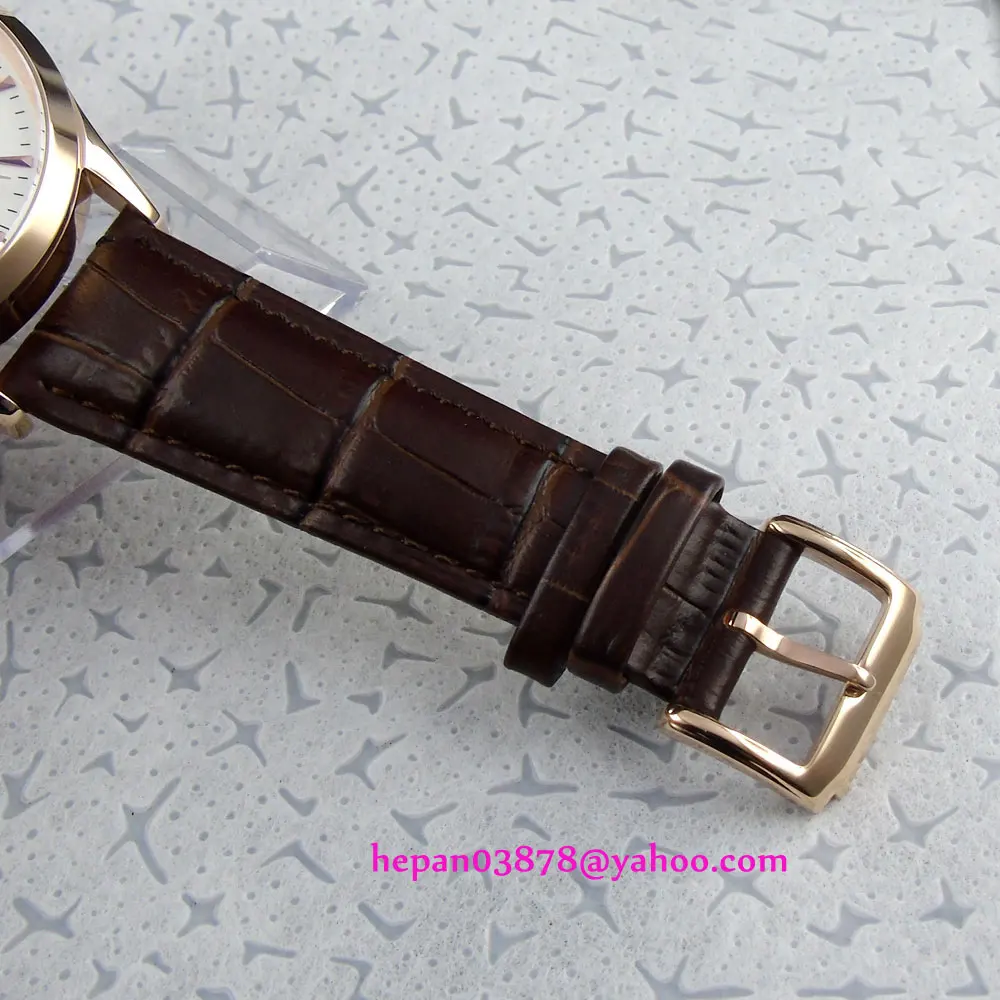 44mm Corgeut White dial blue hands Domed glass Golden case week&ampdate Multifunction Automatic movement men's watch P206 | Наручные