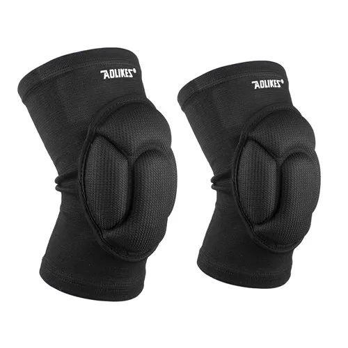 Черный Наколенники AOLIKES, уплотненные мягкие наколенники, поддержка для баскетбола, футбола, скалолазания, катания на лыжах, наколенники - Цвет: Черный
