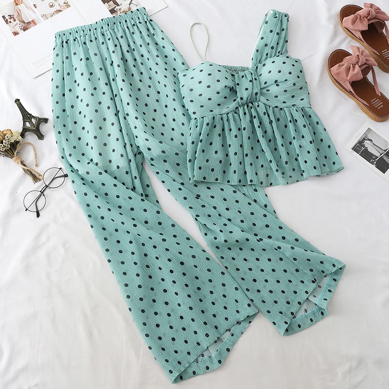 Модный комплект из 2 предметов в горошек для женщин новинка 2019 года летний