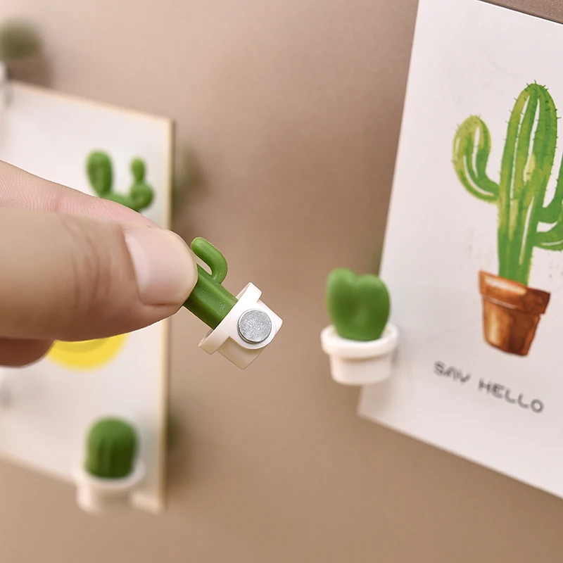 Cactus refrigerator stickers 6 Pack Creative cute cartoon magnetic magnet decoration message post | Дом и сад