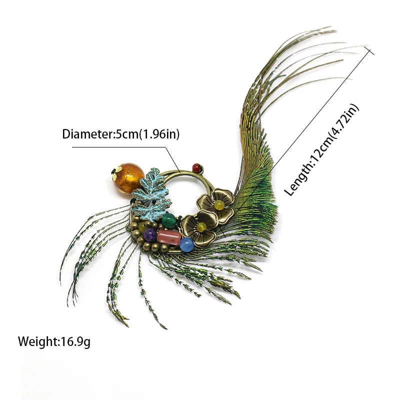 Брошь в виде этнического павлина бронзовая металлическая брошь цветка китайском