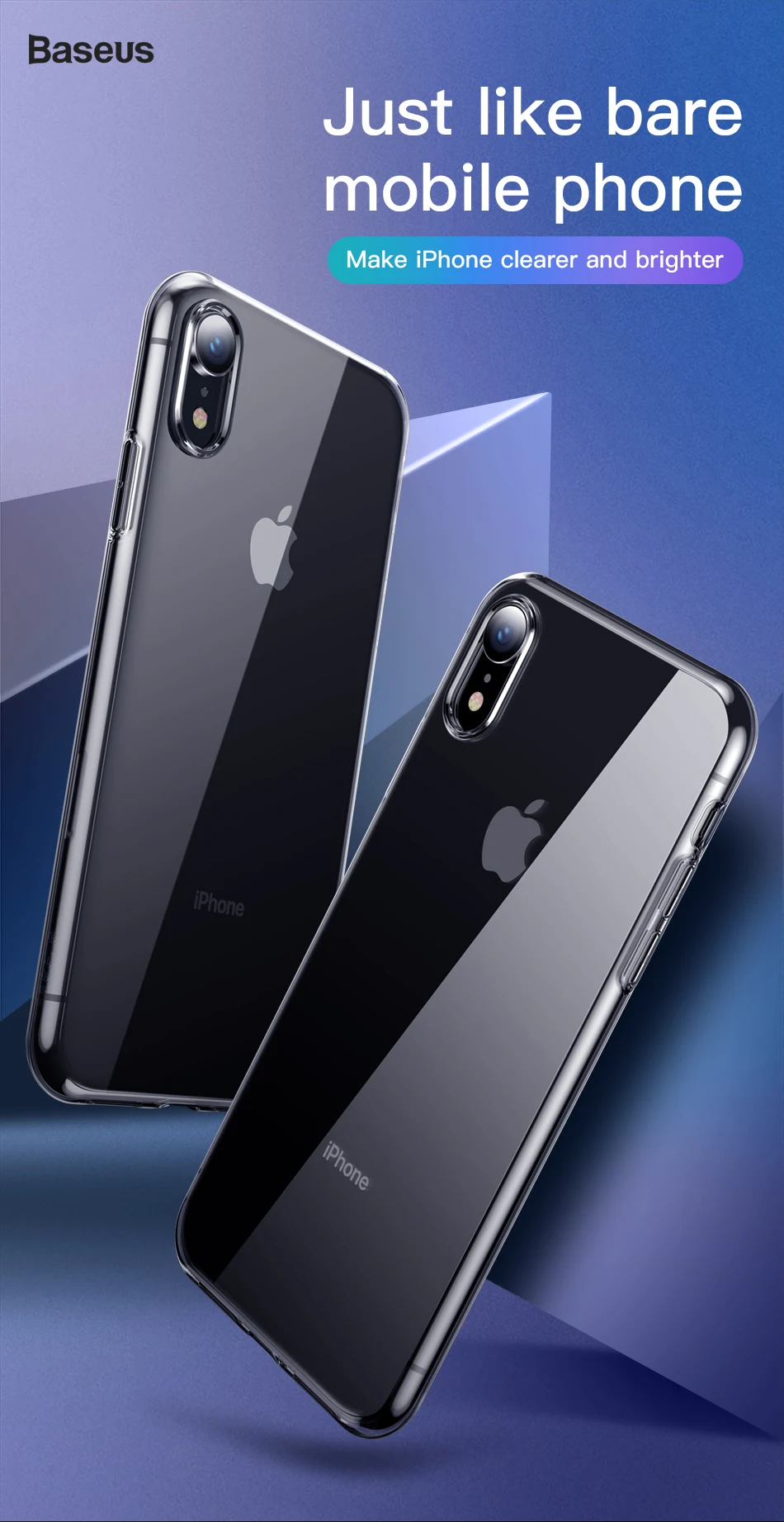 Ультратонкий Прозрачный чехол Baseus для iPhone Xs Xr, прозрачный мягкий силиконовый чехол из ТПУ для iPhone Xr Xs Max, новинка, Capinhas