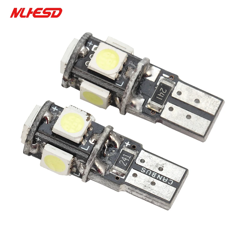 

10pcs T10 5 smd 5050 led Canbus Error Free Car Lights W5W 194 168 2825 5SMD Wedge Lamp Band Turn Signal Light DC 12V White