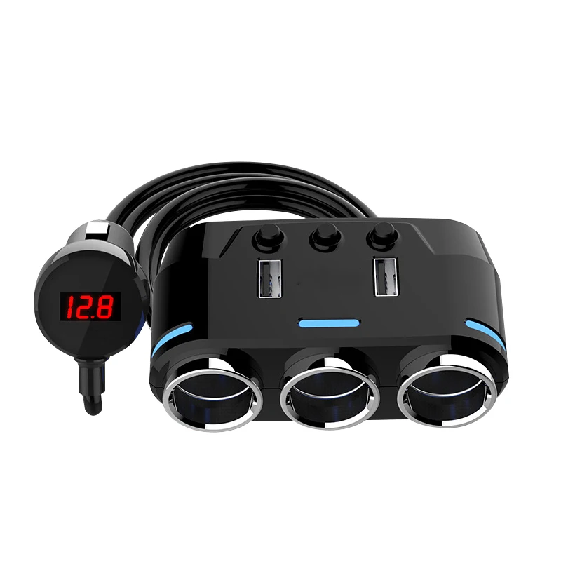 Двойной USB порт 3 Way Авто розетка для автомобильного прикуривателя Разветвитель зарядное устройство штекер Адаптер DC 5 В 1A+ 2.1A для всех телефонов и ПК Ipad Mp3 - Название цвета: Black