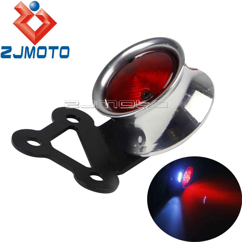 

Motorcycle Silver Old School Taillight Brake License Light Rear Stop Lamp For Harley Honda Yamaha Suzuki Cruiser Cafe Racer
