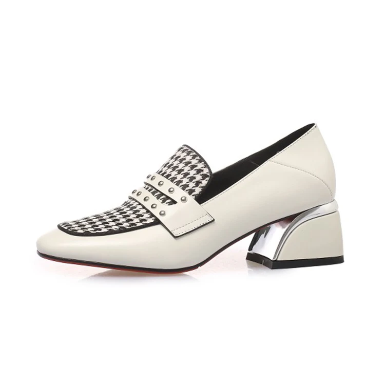 Женские туфли лодочки из мягкой коровьей кожи MLJUESE черные с заклепками и круглым