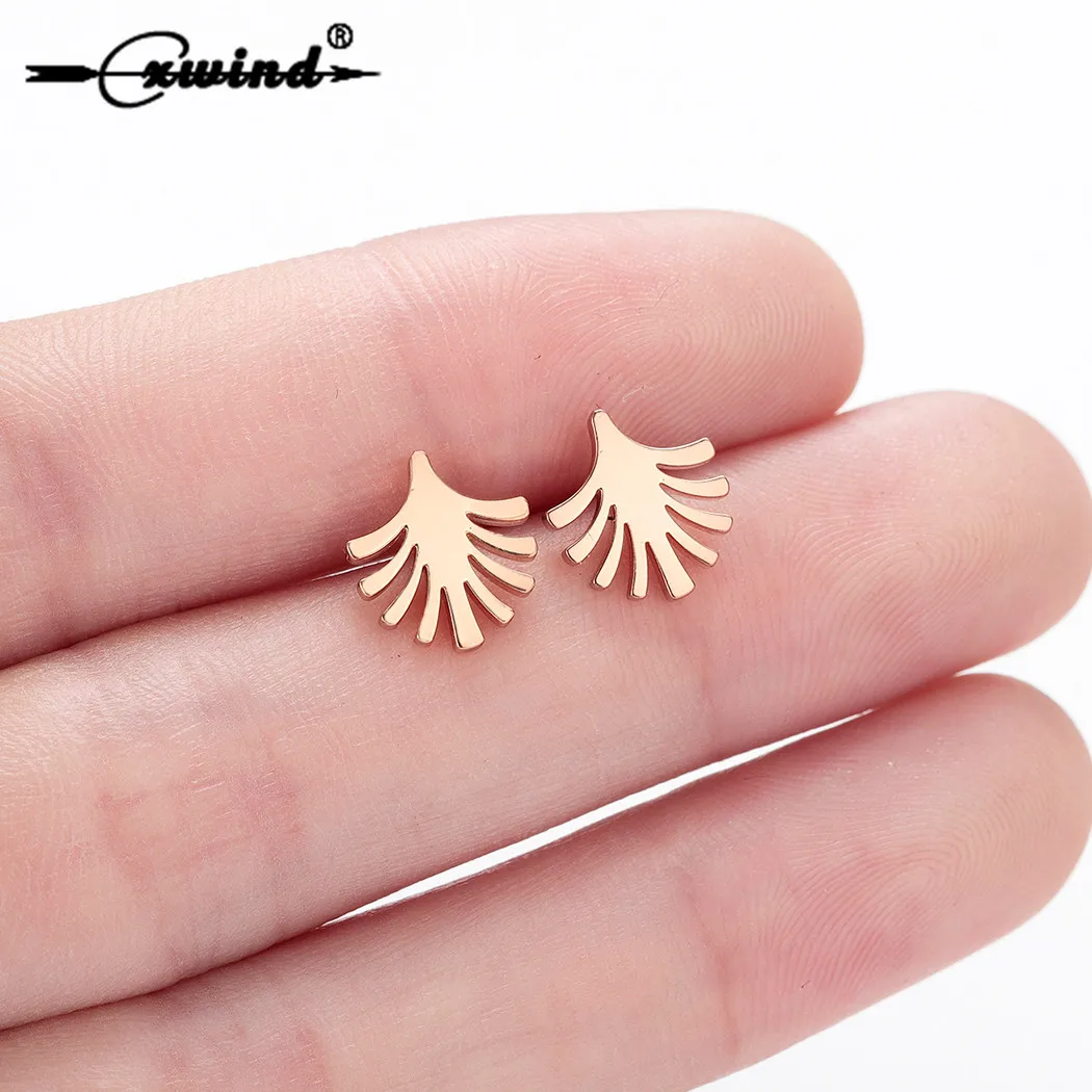 

Cxwind Delicate Palm Tree Earrings Studs Stainless Steel Leaf Earring Jewellery Gold Brincos Femme Women Earring Accessories