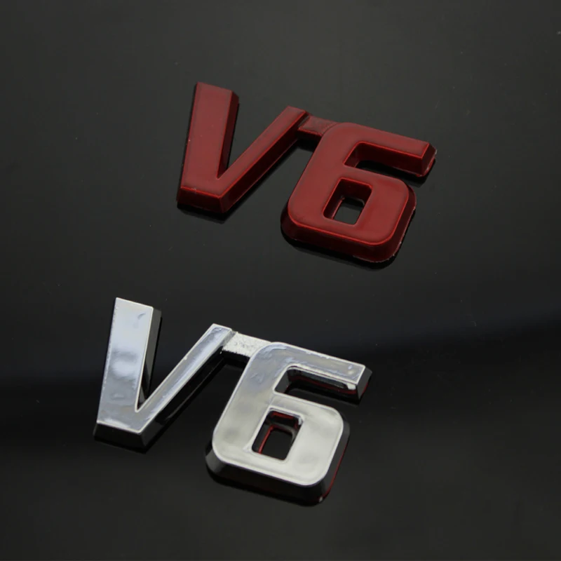 Горящий автомобиль хром металлическая распродажа логотип V6 3D Металлическая