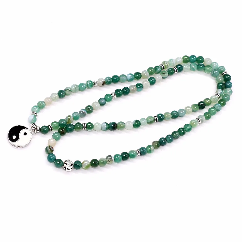 Браслет с зеленым ониксом исцеляющий камень ожерелье для йоги молитвенного
