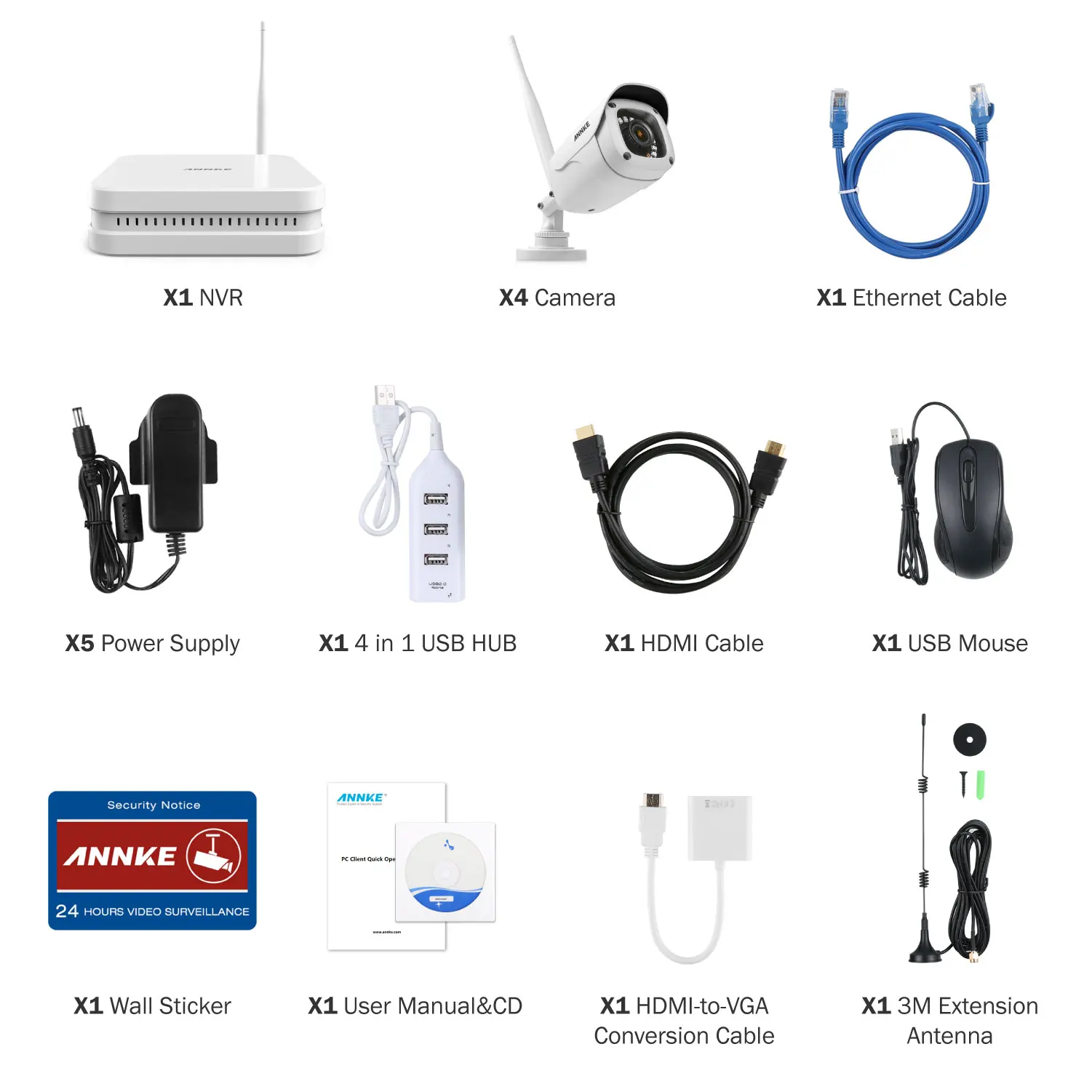 ANNKE 8CH FHD 1080P WiFi видеонаблюдение NVR система с 2 мегапиксельной умной ИК пулей