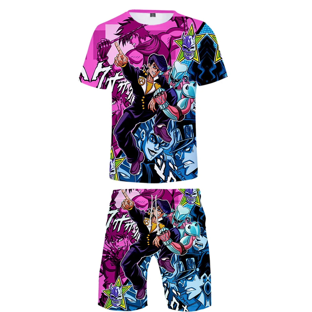

3D Anime JOJO Print Men's T-shirt and shorts beach pants suits Harajuku Hot Men/Women Summer JOJO Cartoon Boy/Girl Cool clothes