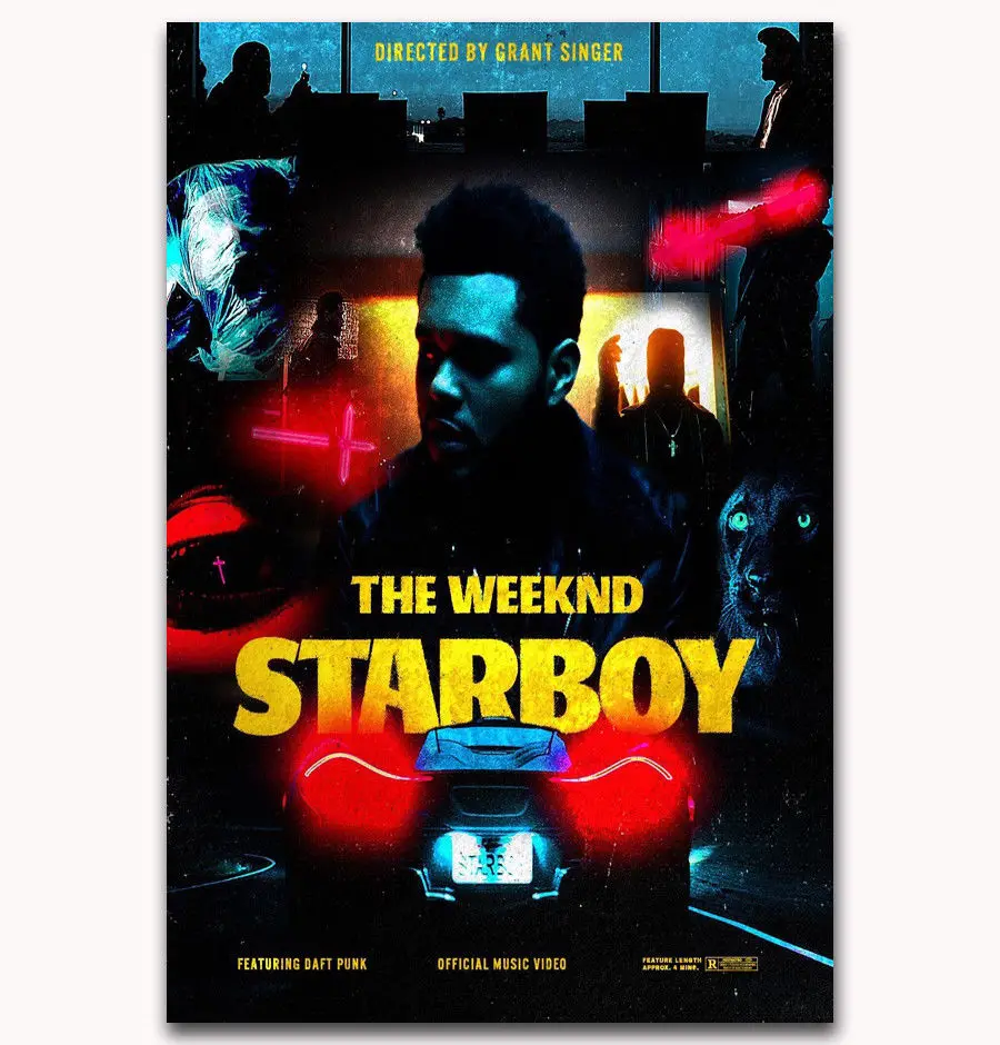 Художественный принт &quotWeeknd Starboy Daft Punk Rap Music&quot 14x21 24x36 27x40 дюймов Шелковый плакат
