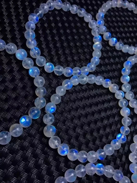 Genuine Natural Blue Light Moonstone Crystal Clear Round Beads Bracelet Women Men 6mm 7mm 8mm 9mm Healing Stone AAAAA