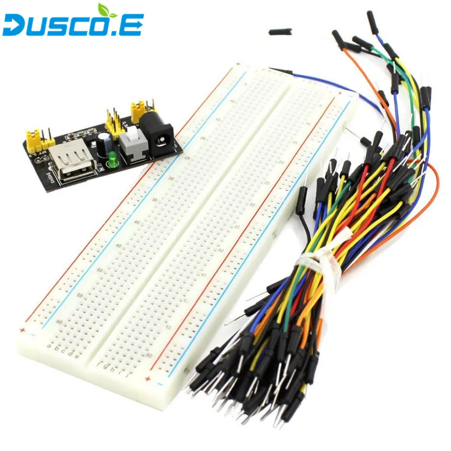 Макетная плата с прототипом MB102, 3,3 В/5 В, модуль мощности, 830 точек, без пайки, 65 гибких Джамперов