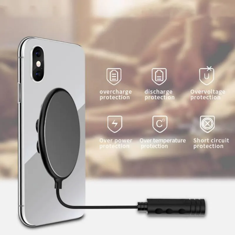Круглое портативное беспроводное зарядное устройство QI 10 Вт для Samsung Galaxy S9 Plus S8 Note