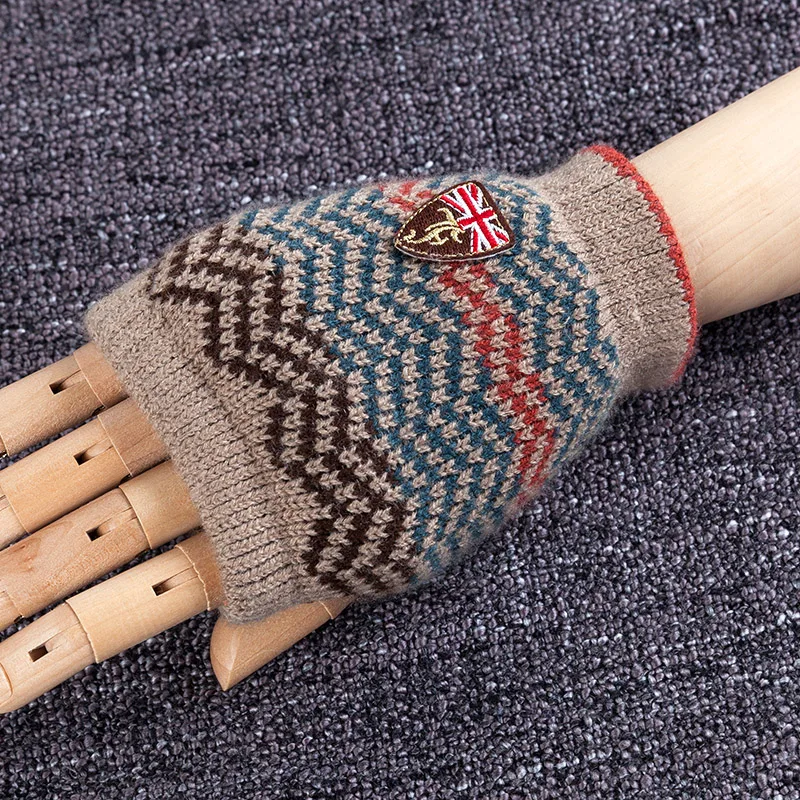 REALBY зимние перчатки мужские без пальцев эластичные трикотажные Luvas inverno теплые