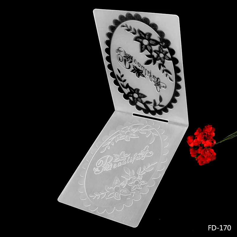 AZSG Scrapbook Mirror Flowers and Butterflies DIY Paper Cutting Dies Scrapbooking Plastic Embossing Folder 10.5*15.5cm | Дом и сад