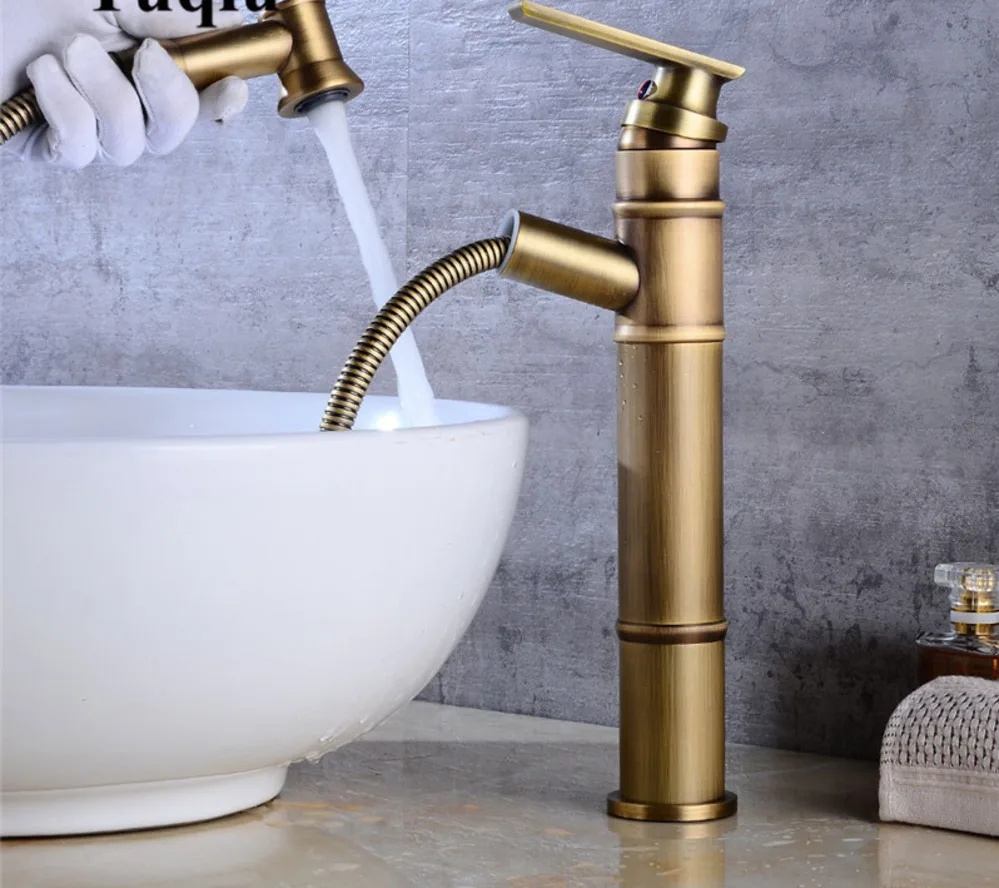 

Basin Faucet with Hand Shower Head Antique pull out laundry faucet Sink Faucet water tap for bathroom with extensible spout