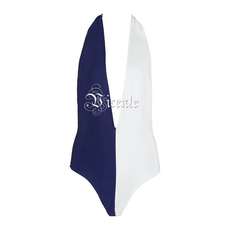 VC HOT 2020 Новый стильный темно-синий и белый сексуальный глубокий v-образный вырез