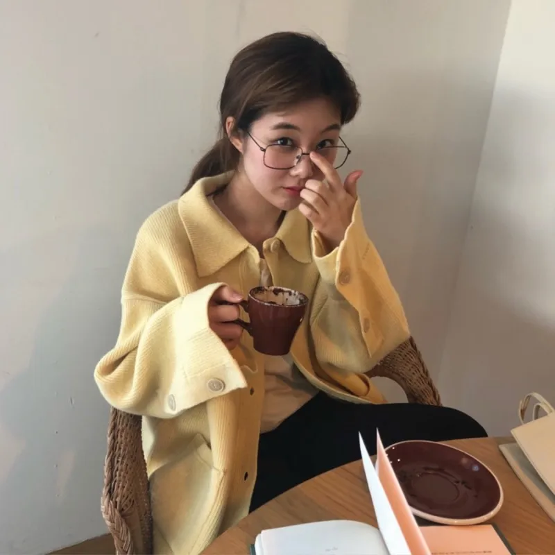 3 colors 2018 spring and autumn korean style sweet solid color long sleeve cardigans womens knitted sweaters ( C9136) |