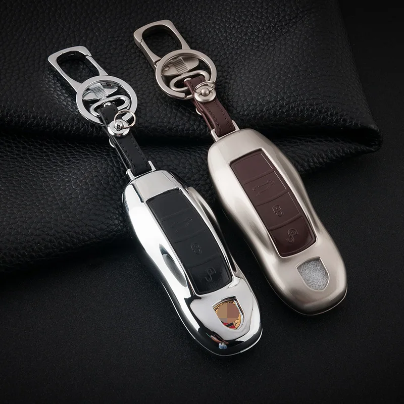Цинковый сплав + кожаные автомобильные чехлы для ключей Fob чехол Porsche Cayenne 911 996