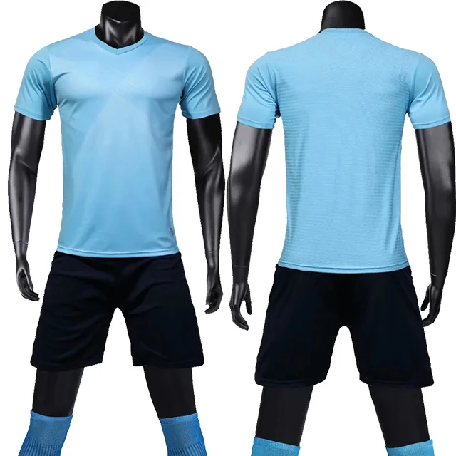 sky blue mens soccer uniforms new Adult personality Soccer Jersey Set Breathable training soccer jersey suit custom De Foot jersey - Цвет: sky blue