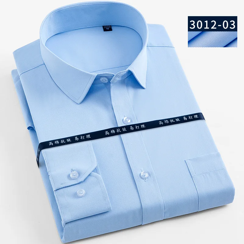 3012-03 Twill blue Мужская одежда модные большие размеры 5XL 6XL 7XL 8XL полосатые/Саржевые мужские рубашки с длинным рукавом мужские рабочие Рубашки мужские топы - Цвет: 3012-03 Twill blue