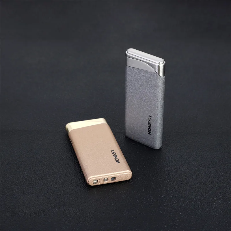 Ультратонкая металлическая Электронная зажигалка турбо газовая матовая