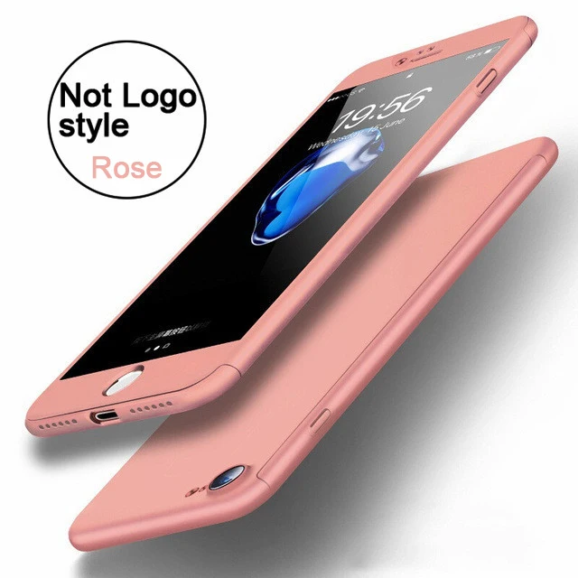 Золотая Орхидея 360 градусов полный Чехол для iphone 6 6s 7 Plus чехол s wish закаленное стекло для iphone 8 8 Plus X чехол для телефона Capa - Цвет: No Logo-Rose