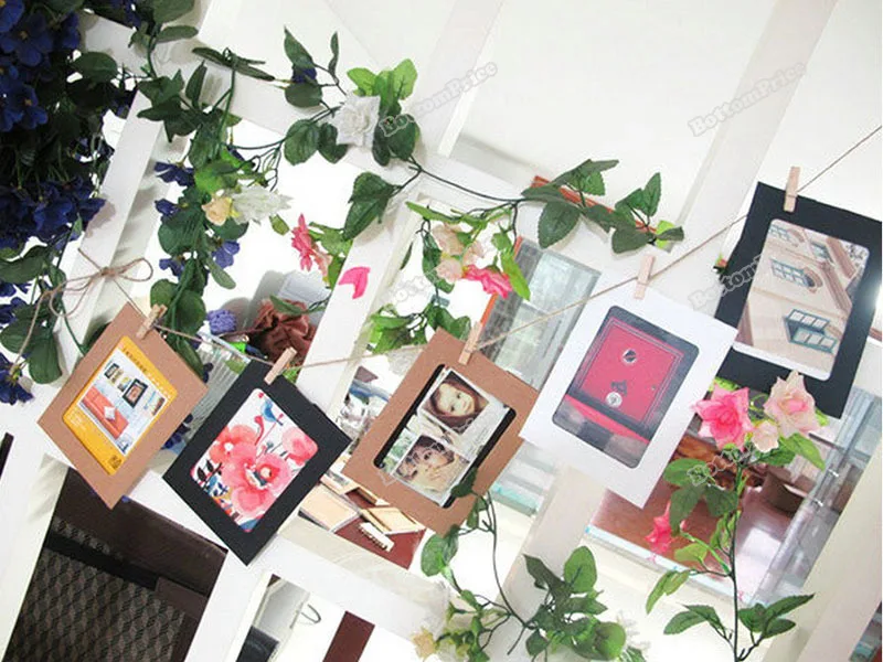 bottomprice popular 10x 3inch DIY Flim Hanging Wall Paper Photo Album Frame Rope Wood Clips Gift more earning | Дом и сад