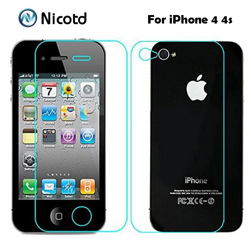 2 шт./лот, 0,3 мм, 2.5D переднее и заднее закаленное стекло для iPhone 4S 4, Противоударная Защитная пленка для экрана iPhone 4