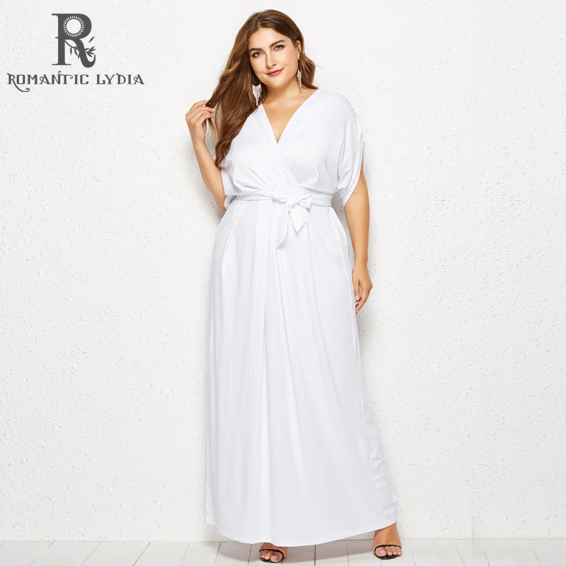 2018 летнее платье с рукавами летучая мышь длинное размера плюс 3xl 4xl Большие