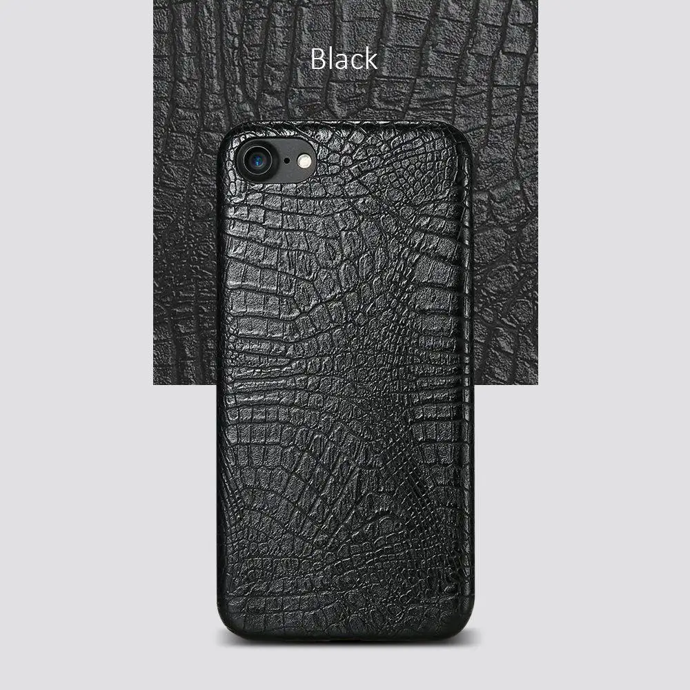 Black Kisscase для iPhone 7 Plus PU кожаный чехол Роскошные крокодиловой кожи Телефон задняя крышка Жесткий ПК Чехол для iPhone 7 В виде ракушки Интимные аксессуары чехол на айфон 7 Чехлы для iPhone 7 чехол на айфон 7 plus - Цвет: Black
