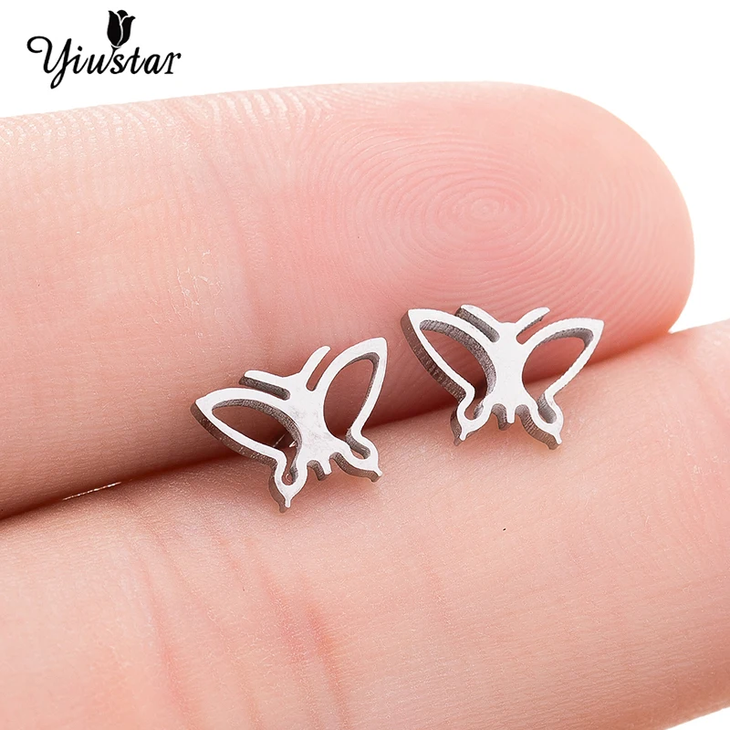 Yiustar крошечные животные из нержавеющей стали бабочка серьги с бриллиантами