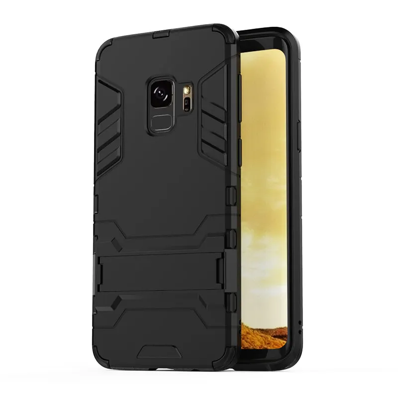 Black ZNP Броня противоударный держатель чехол для телефона для samsung Galaxy Note 8 9 S7 Edge подставка полный чехол для samsung S10 S9 S8 Plus S10E чехол - Цвет: Black